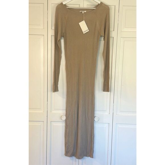 Splendid NWT cashblend tan ribbed long sleeve sweater dress large - Picture 4 of 13